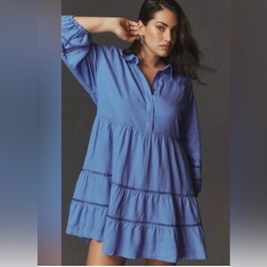 Anthropologie Maeve - Bettina Tiered Linen Shirt Dress Large - Blue
Like new